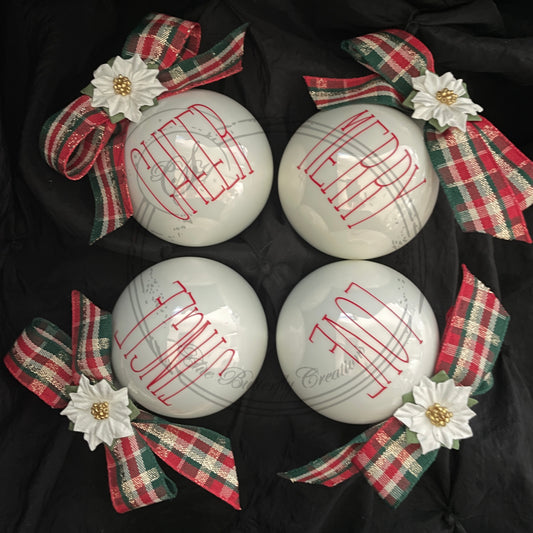 RD Thin Red Letters Ornament