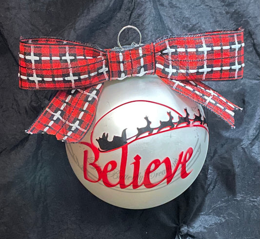 Santa's Sleigh -Believe- Ornament