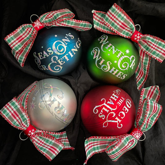 Set of 4 - Holographic Sayings Ornaments