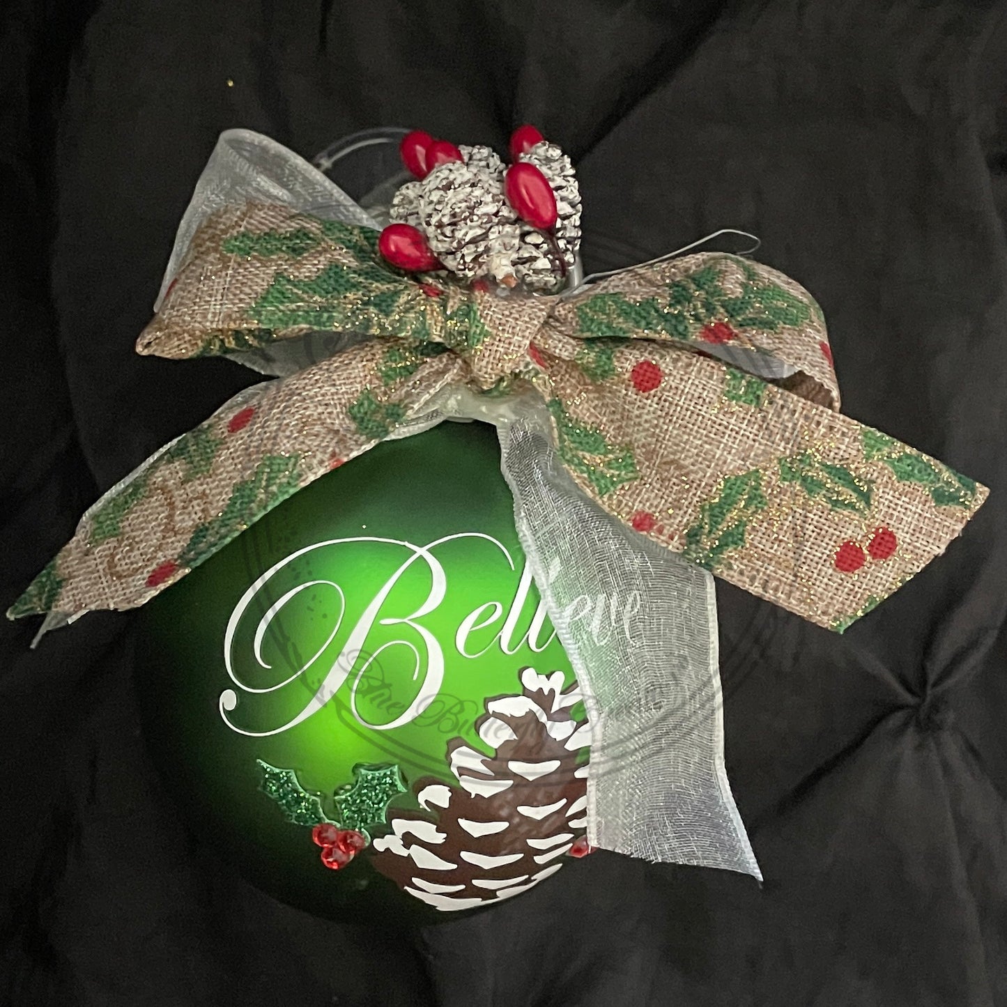 Believe Pine Cone Ornament