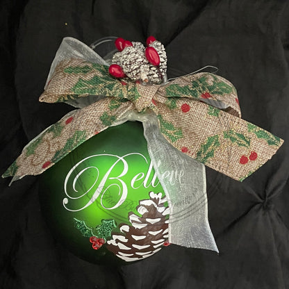 Joy & Believe Pine Cone Ornament