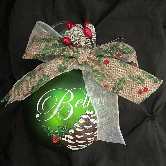 Believe Pine Cone Ornament