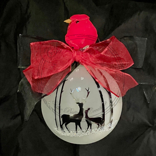 Birch Tree with Deer Couple Ornament