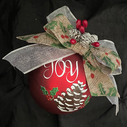 Joy & Believe Pine Cone Ornament